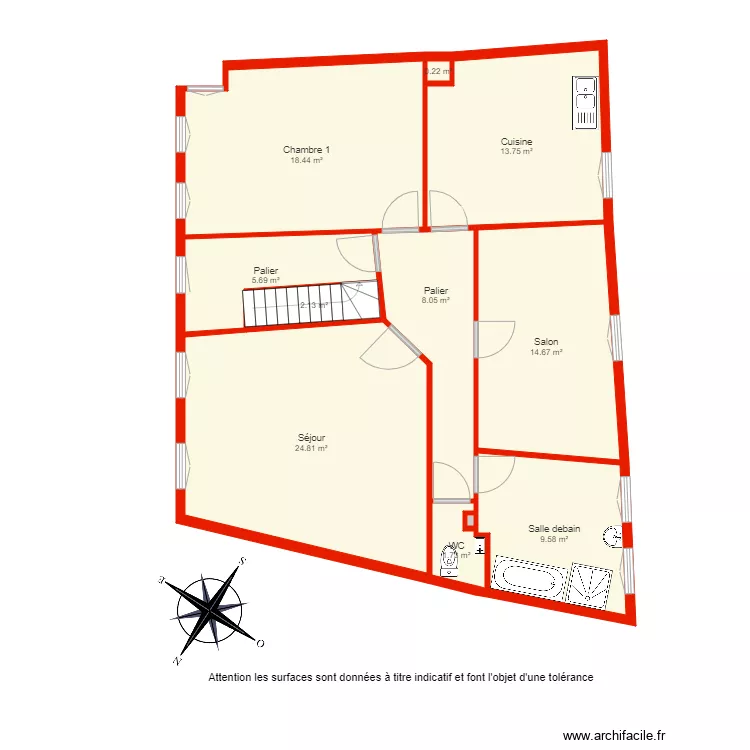 BI 4751 1er &eacute;tage non c&ocirc;t&eacute;. Plan de 