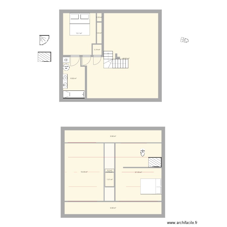 modif brivet et etage. Plan de 0 pièce et 0 m2