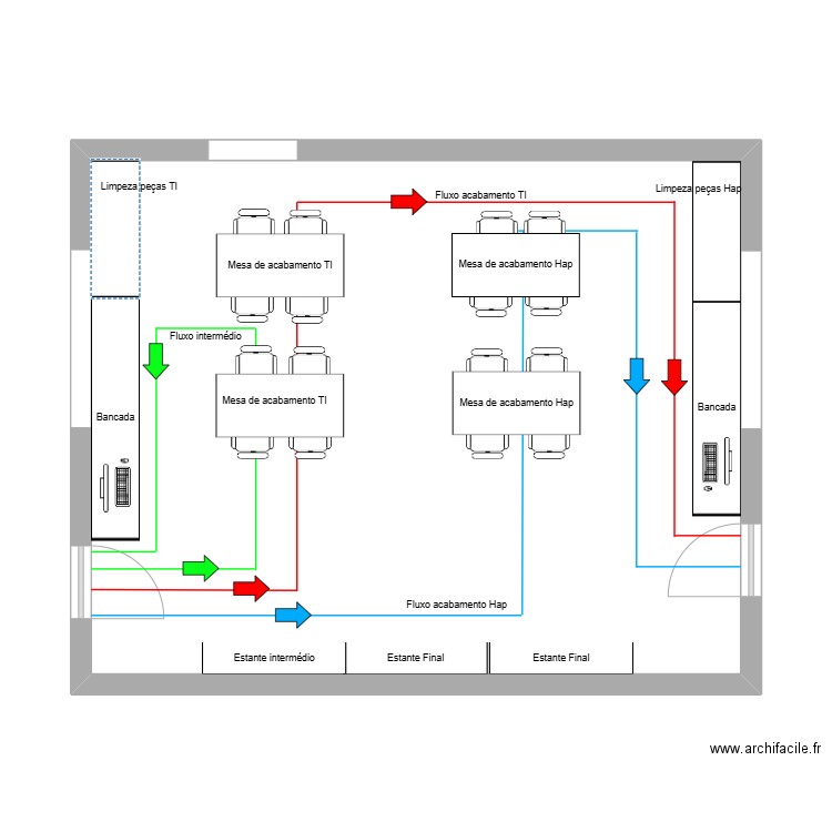 Sala acabamento. Plan de 1 pièce et 51 m2