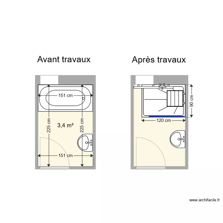 Sdb MASSEBOEUF. Plan de 