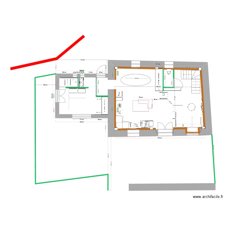 rdc avec limite et terrasse dernier jet. Plan de 0 pièce et 0 m2