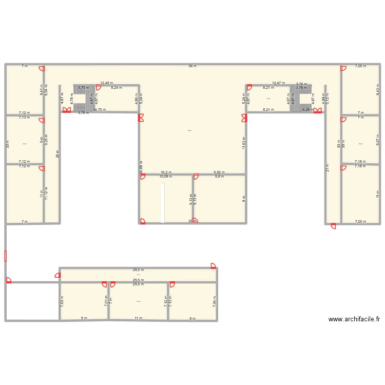 Lycée. Plan de 6 pièces et 1700 m2