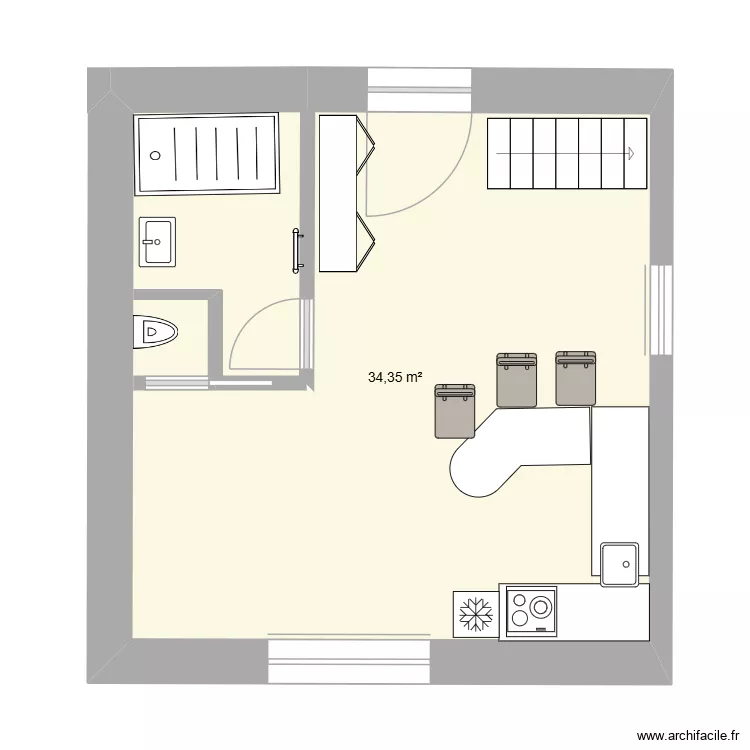 GAUTIER 1. Plan de 1 et 34 m² GAUTIER 1. Plan de 1 et 34 m²