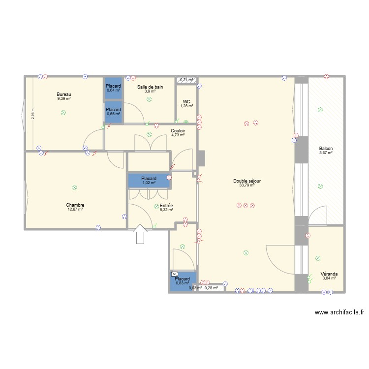 20 monastère elec. Plan de 16 pièces et 90 m2