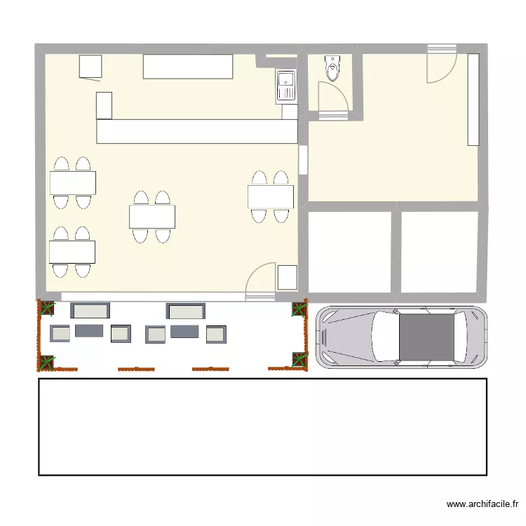 boutique. Plan de 3  et 62 m²
