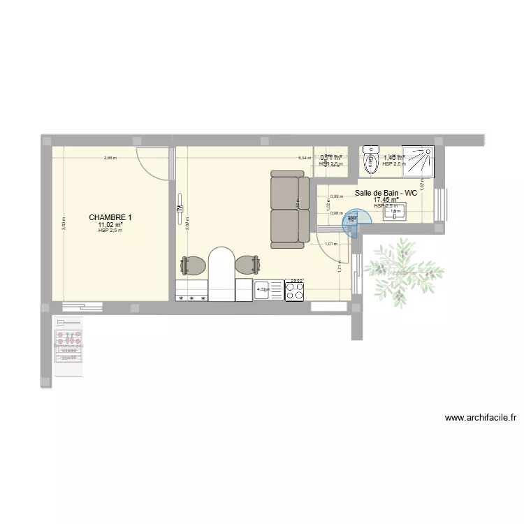 jardin2027. Plan de 6 Pièces et 45 m²