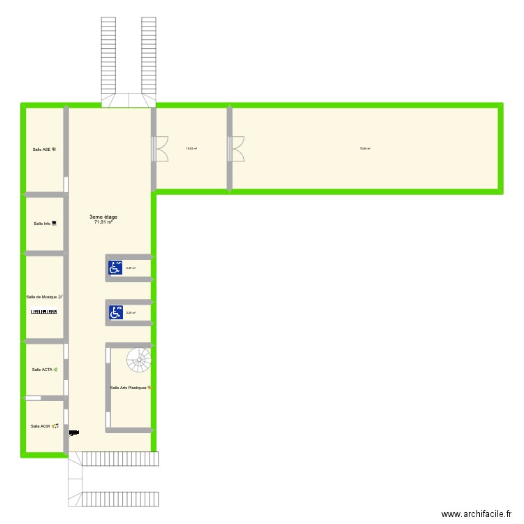 Plan 3ème étage IUT. Plan de 11 pièces et 218 m2
