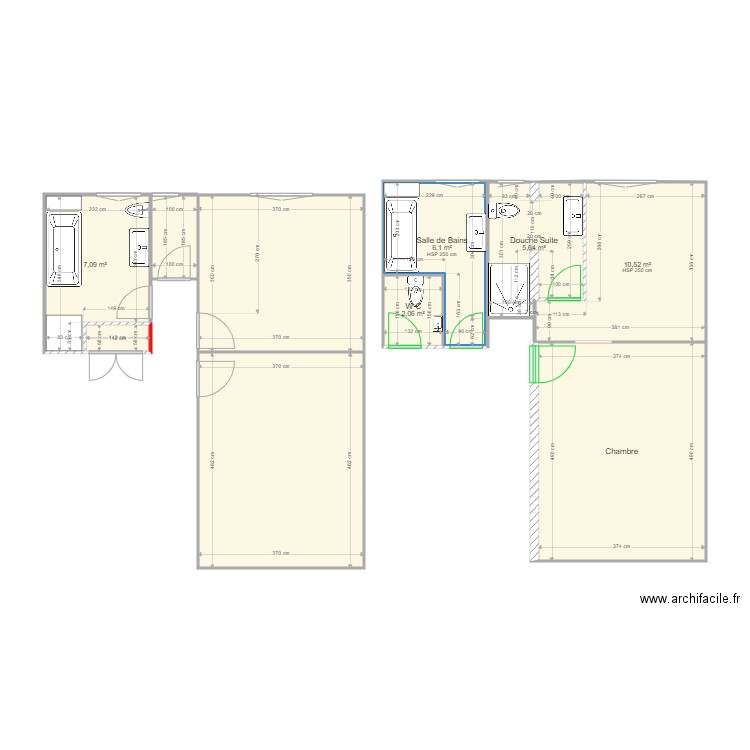 CombeSallesDeBains. Plan de 10 pièces et 83 m2