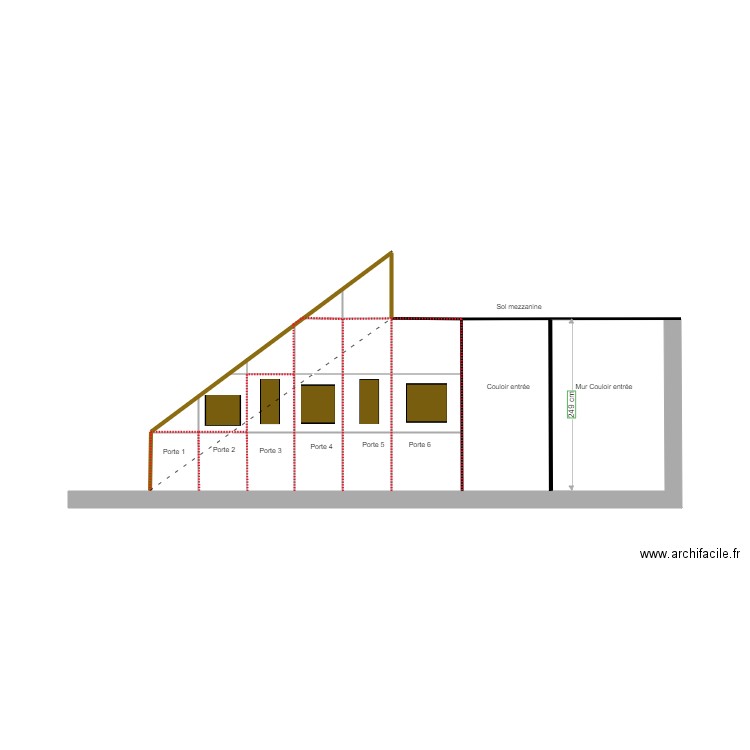 escalier dissimulé hauteur rampe découpe portes. Plan de 0 pièce et 0 m2