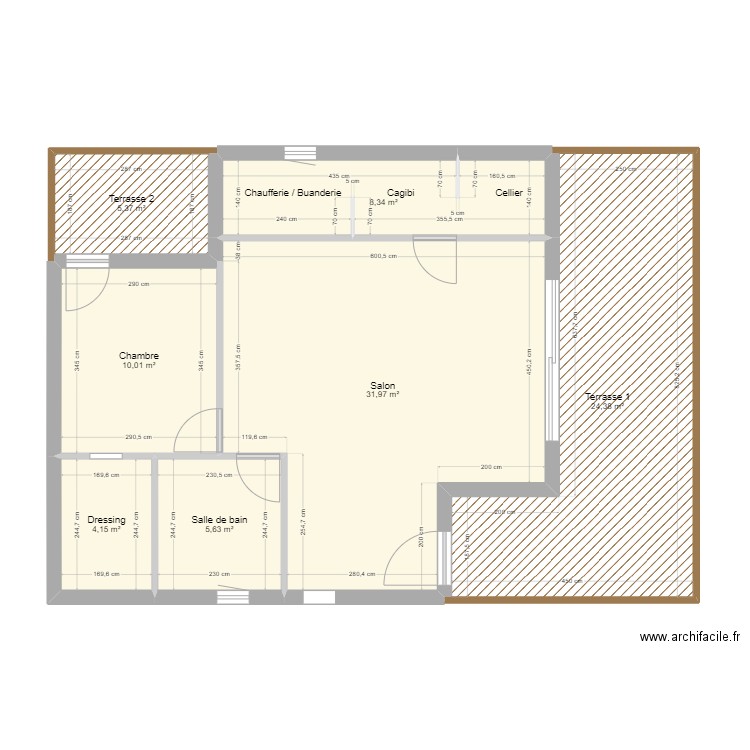 Les Bogues. Plan de 11 pièces et 150 m2