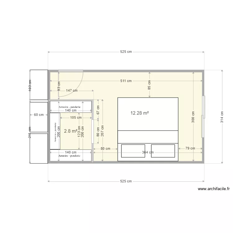 Chambre parentale . Plan de 