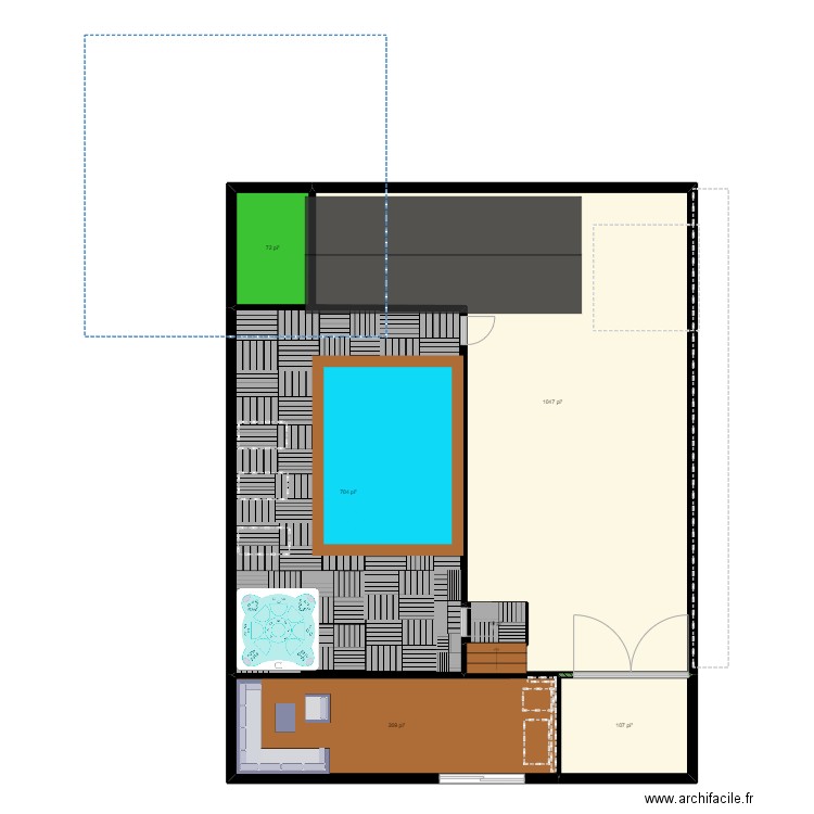 arriere maison. Plan de 6 pièces et 206 m2