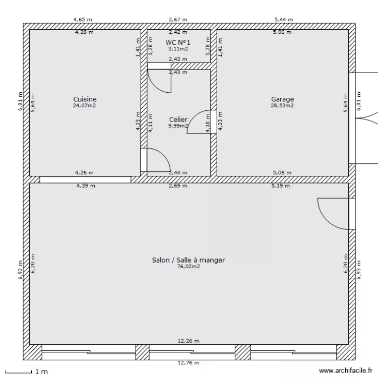 Hangard rez de chauss&eacute;e guillebezy. Plan de 