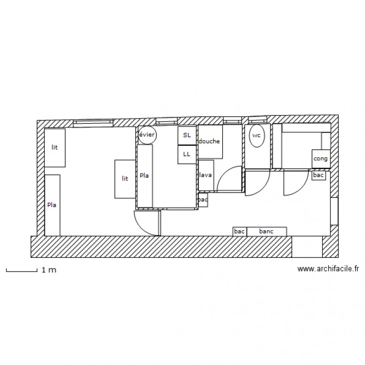extension longère aménagement. Plan de 0 pièce et 0 m2
