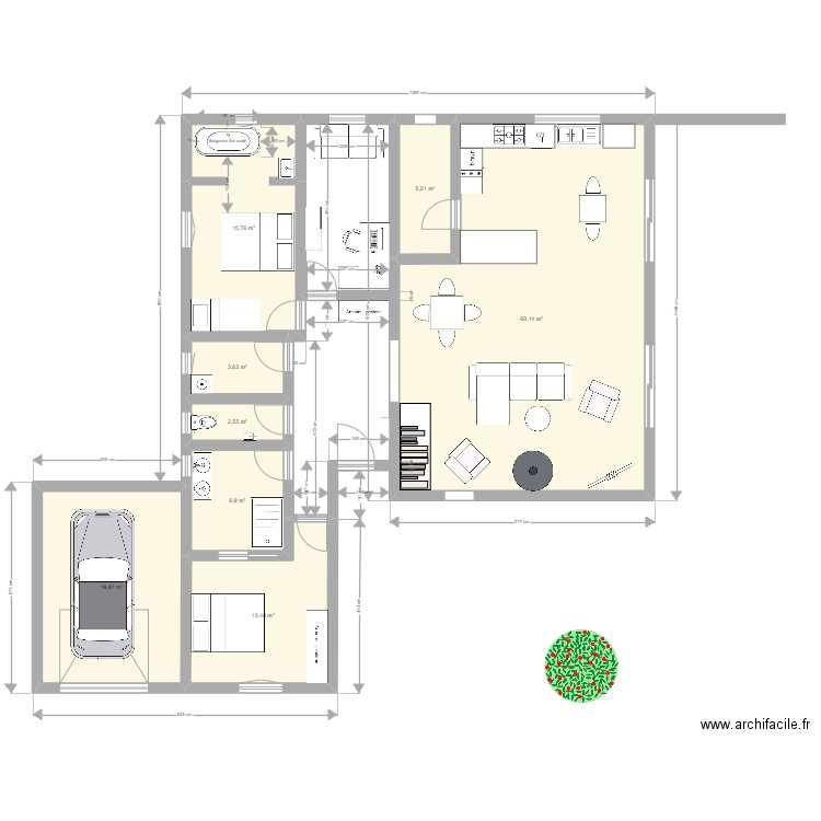 Maison Aiguboulette. Plan de 8 pièces et 127 m2