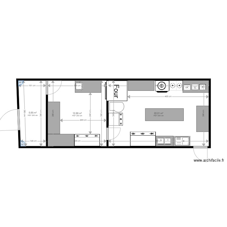 mustafa ja3lan. Plan de 3 pièces et 41 m2