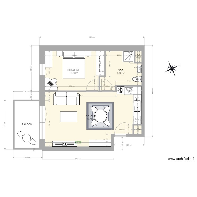 Appartement Dax. Plan de 6 pièces et 51 m2