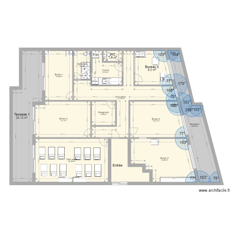 Plan PROJET URBA COCHE VANVES V ArL 210422. Plan de 14 pièces et 179 m2