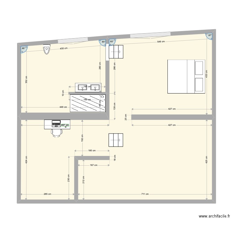 GRENIER. Plan de 2 pièces et 82 m2