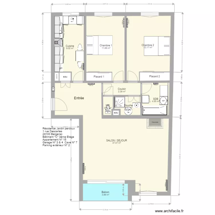 Plan Appartement Perdoux. Plan de 