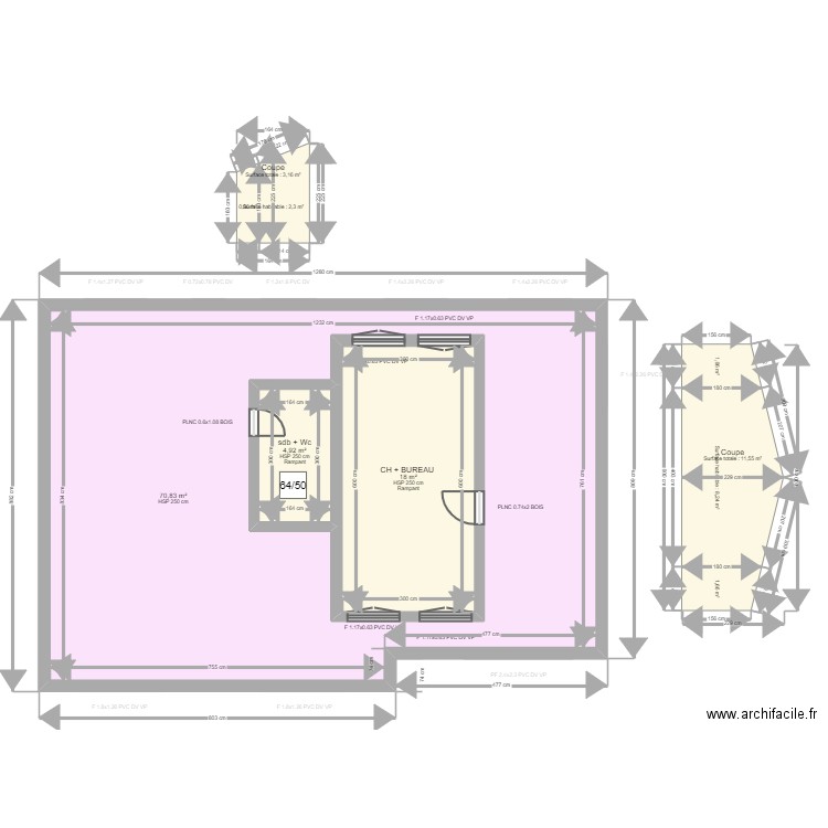 CARRERAS . Plan de 17 pièces et 326 m2