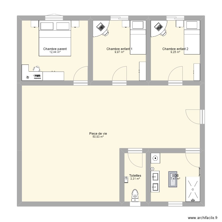 05/12/2022. Plan de 6 pièces et 93 m2