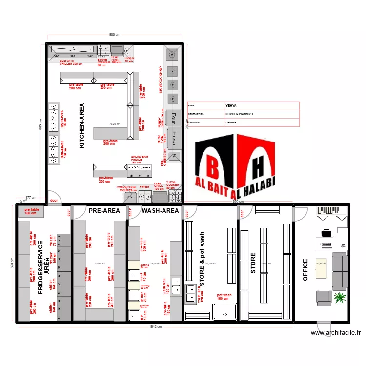 BARKA-KITCHEN. Plan de 7  et 209 m²