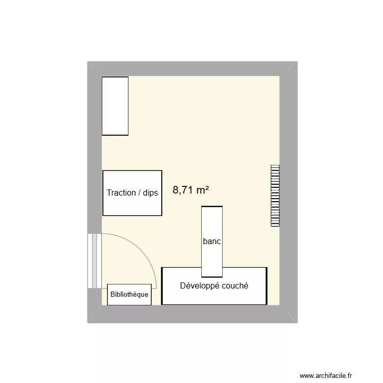 salle de sport. Plan de 1 Pièce et 9 m² salle de sport. Plan de 1 Pièce et 9 m²