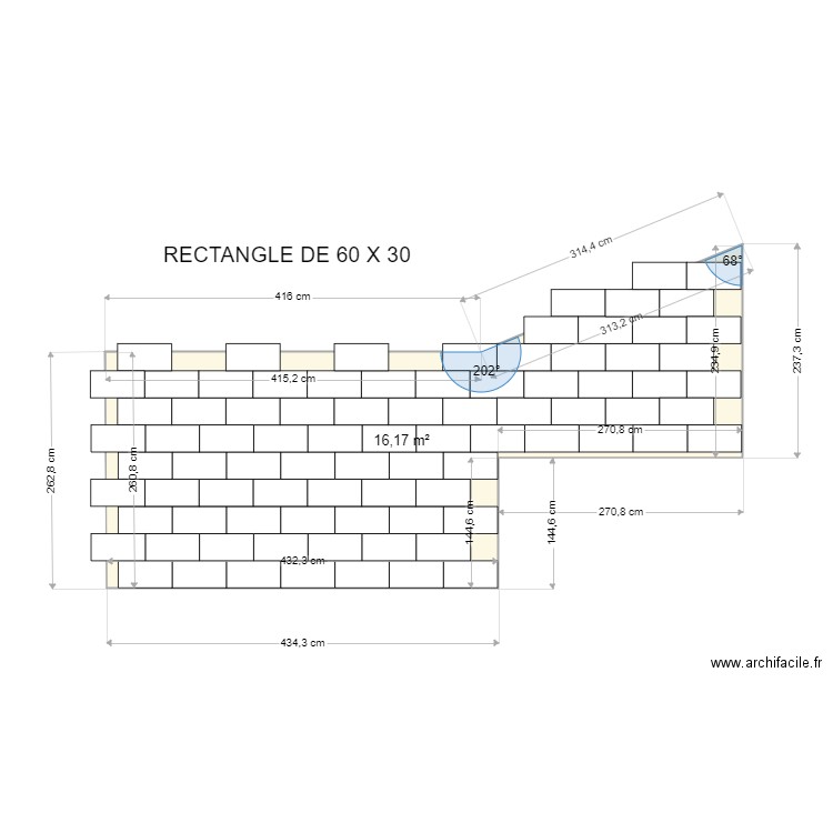 TERRASSE. Plan de 1 pièce et 16 m2