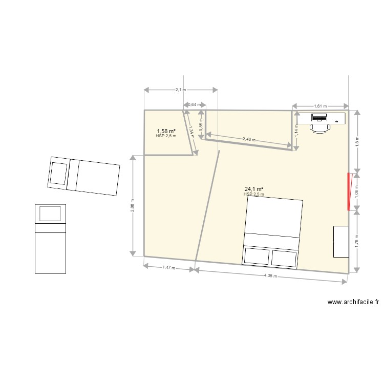 GITE CHAMBRE HAUT. Plan de 0 pièce et 0 m2
