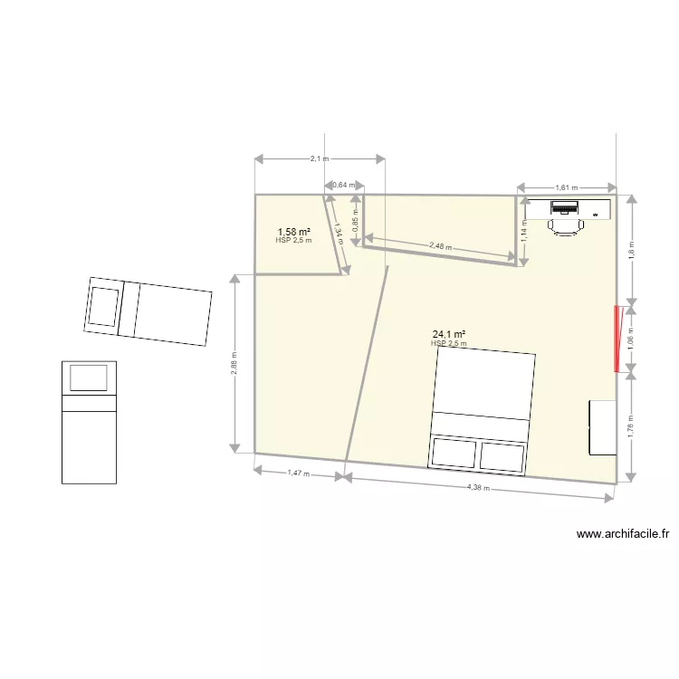 GITE CHAMBRE HAUT. Plan de 