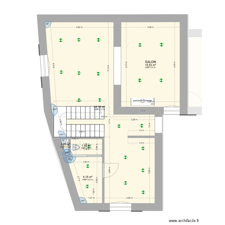 RDC MAISON MONGAUZY. Plan de 22 pièces et 250 m2