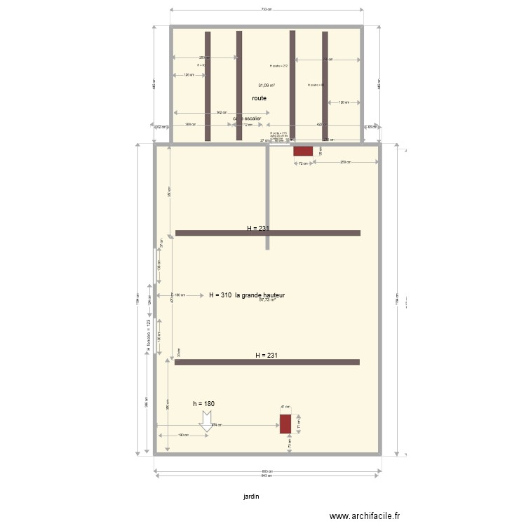 la couplais 1 blanc. Plan de 2 pièces et 129 m2