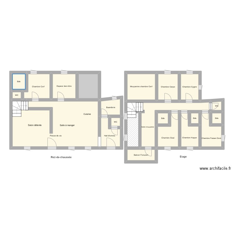 Plan 1129. Plan de 22 pièces et 97 m2