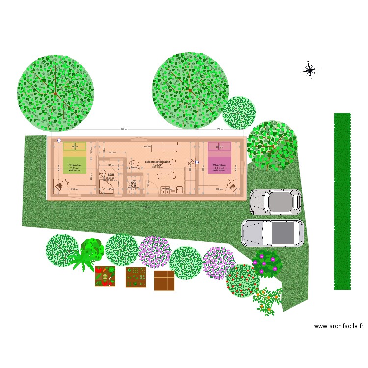 Rochefort aménagement. Plan de 5 pièces et 32 m2