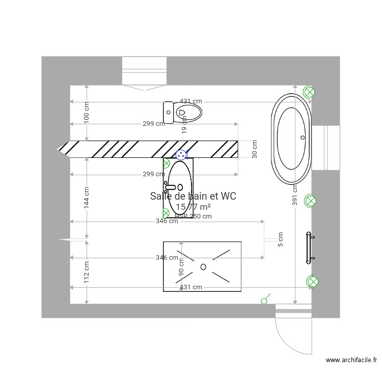 Salle de bain et WC 2. Plan de 0 pièce et 0 m2