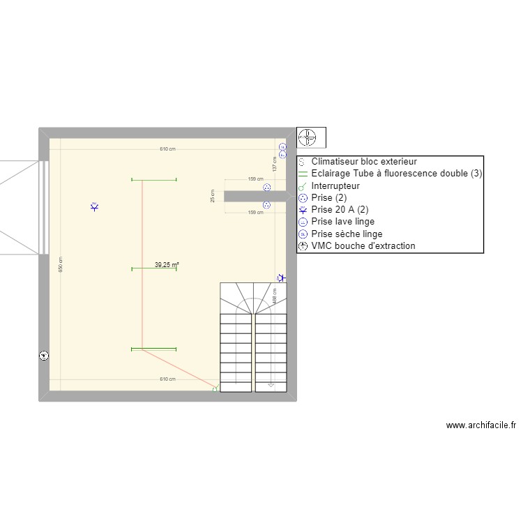 Sous/Sol. Plan de 1 pièce et 39 m2