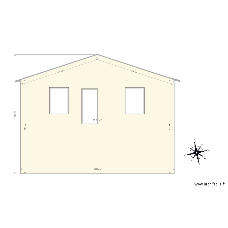 façade est. Plan de 0 pièce et 0 m2