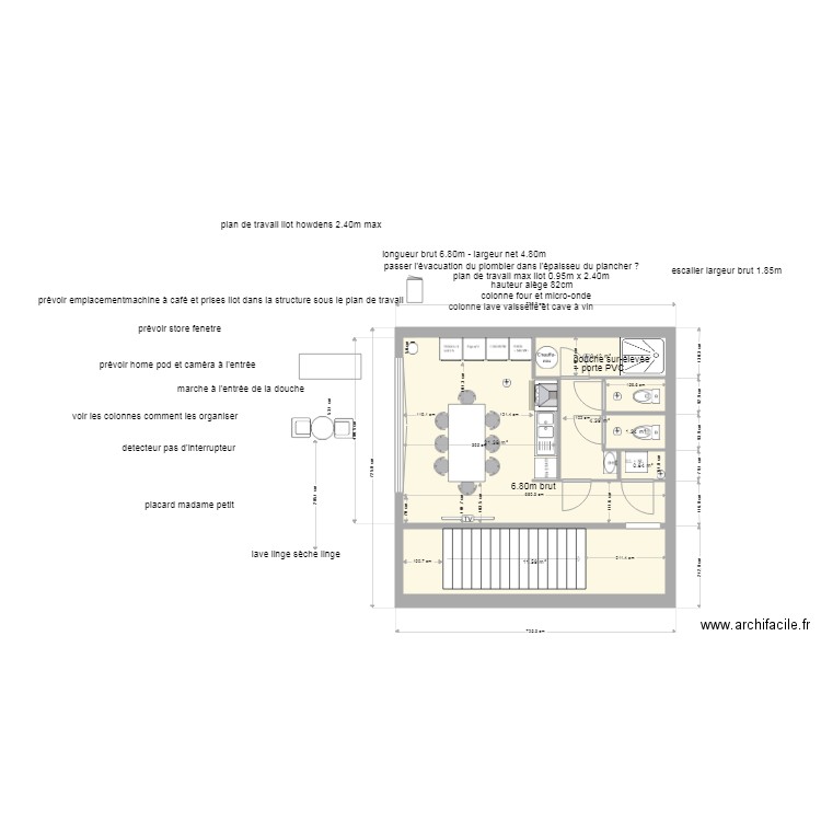 plan cuisine et wc MVO - v5. Plan de 6 pièces et 43 m2