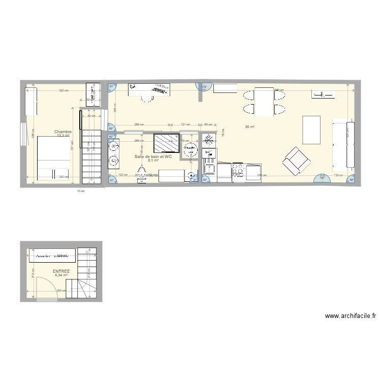 PLAN APPART 1. Plan de 4 pièces et 64 m2