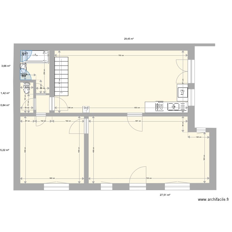 rez Choucas original. Plan de 6 pièces et 78 m2