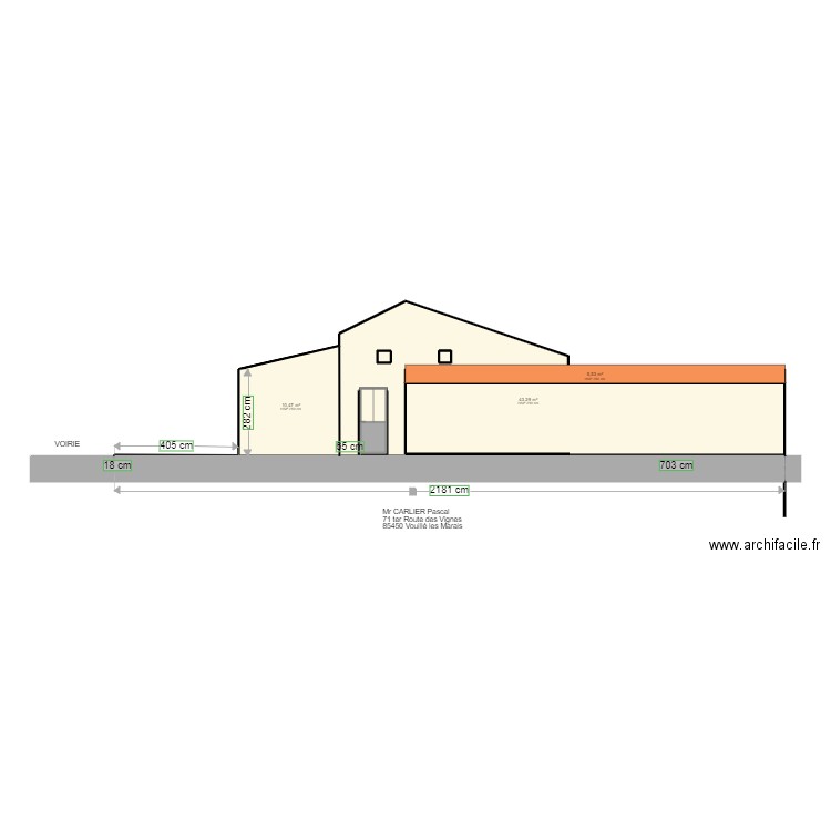 PLAN DE COUPE Longitudinale . Plan de 6 pièces et 64 m2