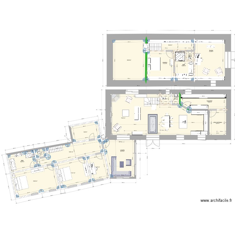 grange 11 nov 2021étage 1. Plan de 19 pièces et 315 m2