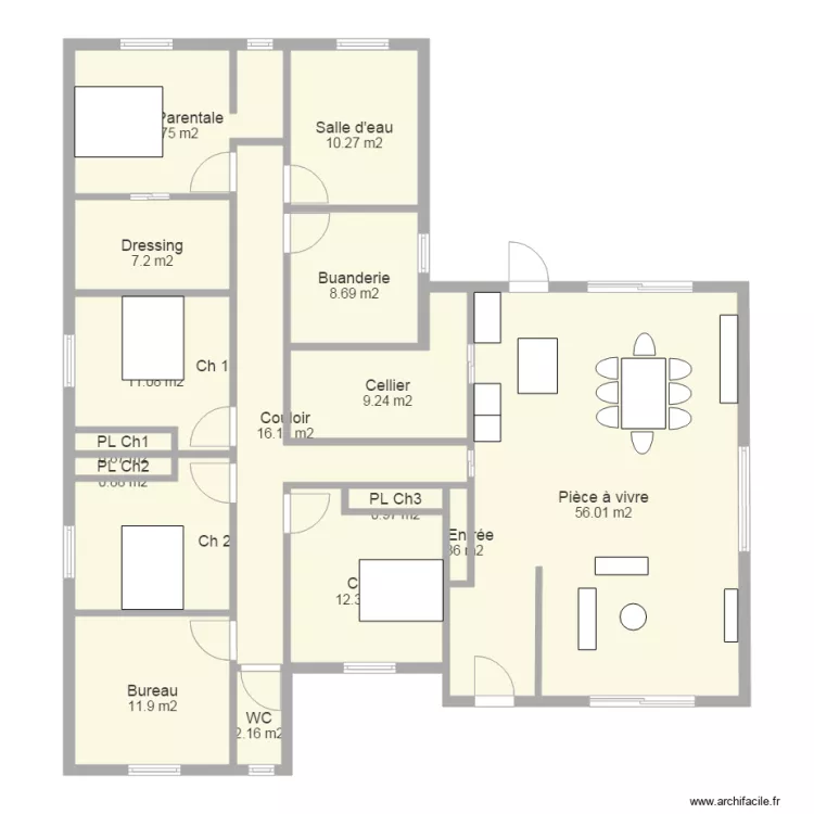 Maison d&eacute;f. Plan de 