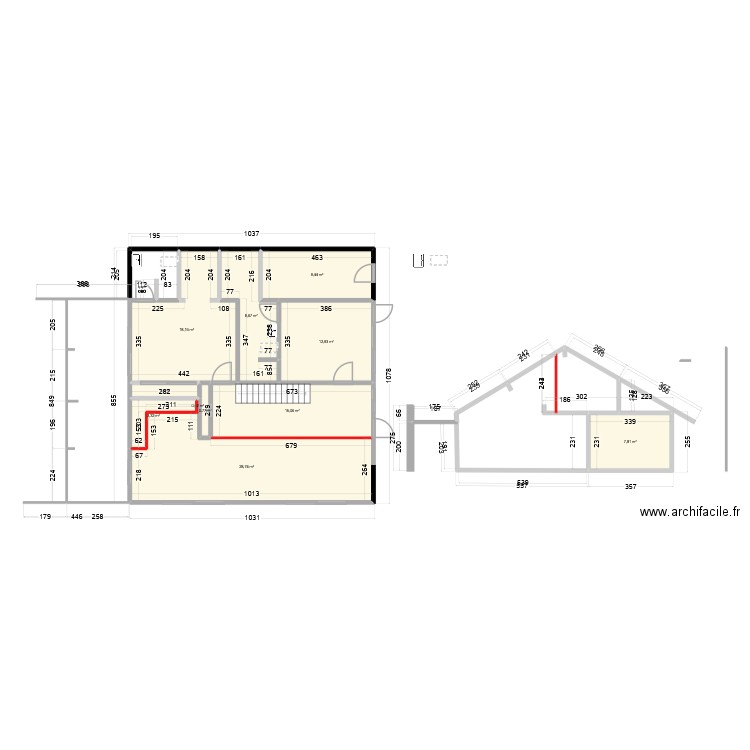 osb. Plan de 11 pièces et 105 m2