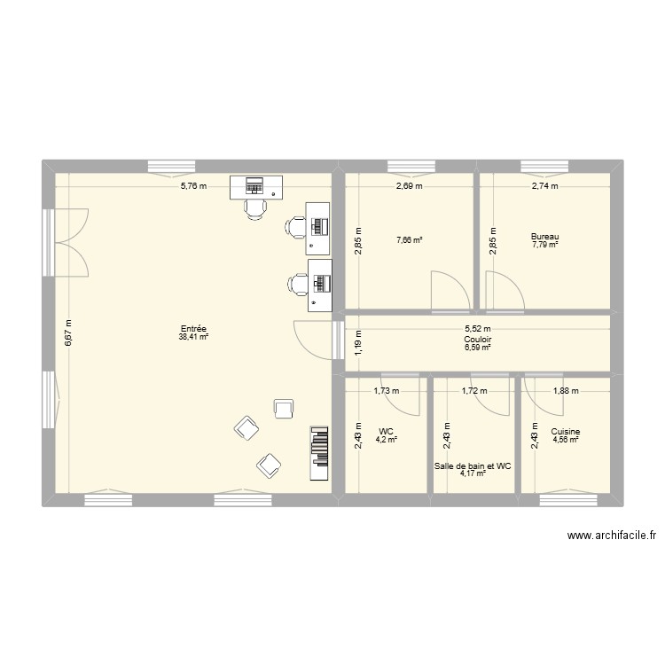 asso BEP. Plan de 7 pièces et 73 m2