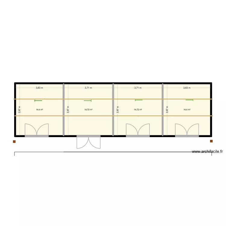 abri chevaux 2. Plan de 4 pièces et 58 m²