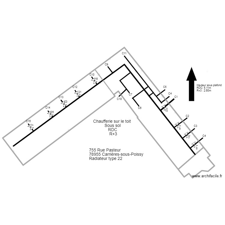 ADEF CARRIER SOUS POISSY . Plan de 5 pièces et 750 m2