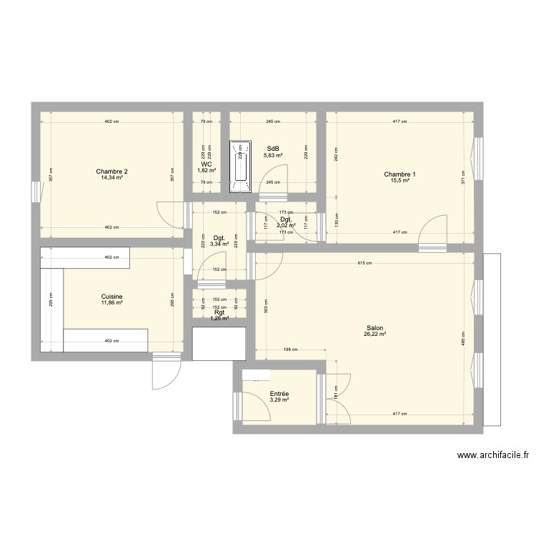 Appartement. Plan de 10 pièces et 85 m2