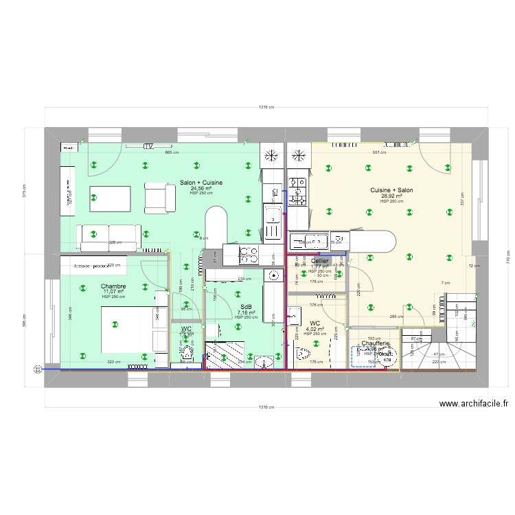 Cotations RDC Projet 6. Plan de 9 pièces et 81 m2